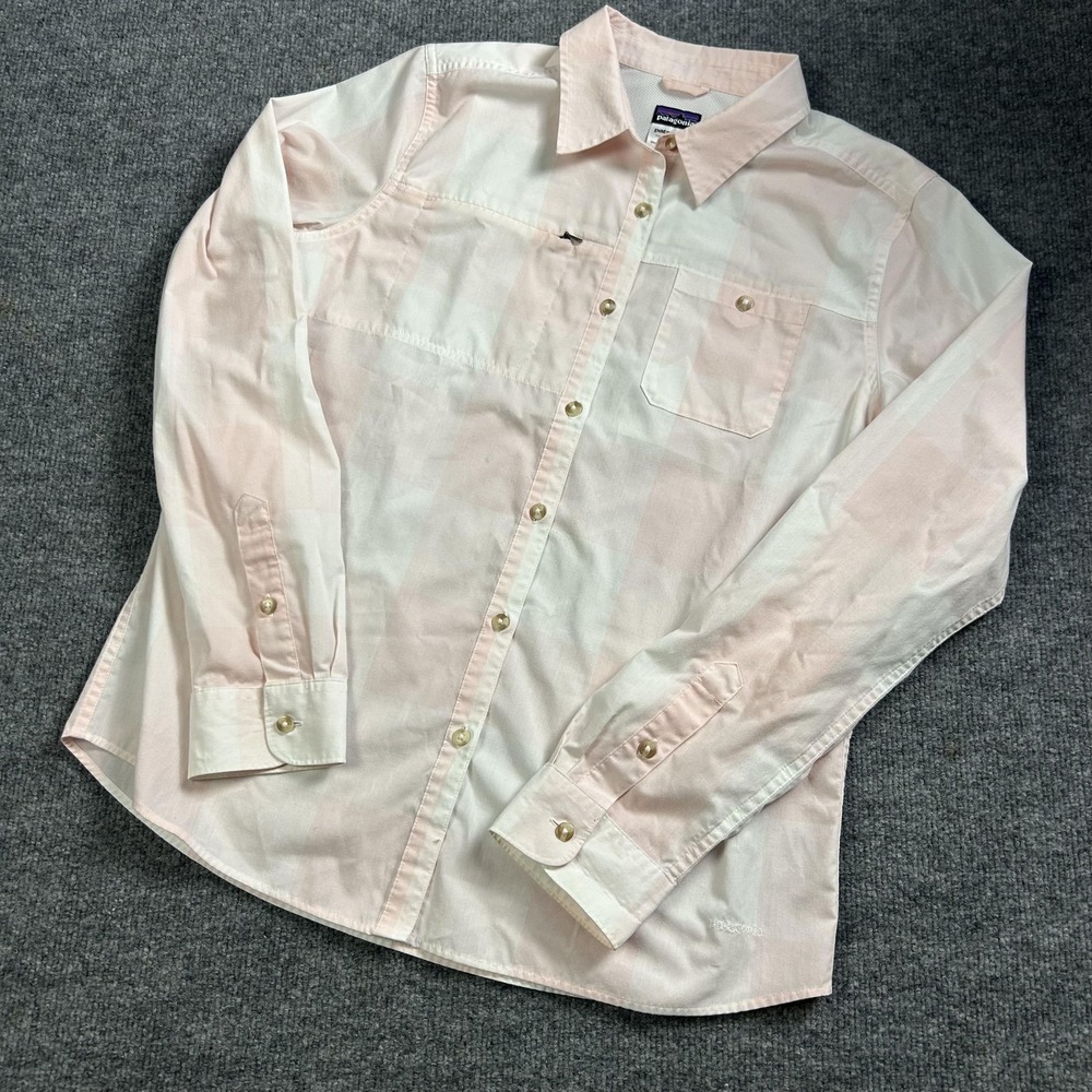 Patagonia Shirt Womens Large Pink Plaid Button Up Long Sleeve Lightweight Top